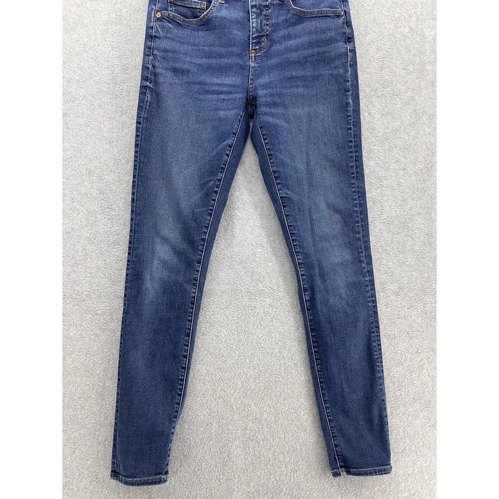 LOFT Ann Taylor Women's Blue Denim Jeans Size 4 Medium Wash Blend Skinny Crop - Picture 13 of 13